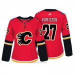 Camiseta Hockey Mujer Calgary Flames 27 Dougie Hamilton Rojo Autentico Jugador