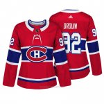 Camiseta Hockey Mujer Montreal Canadiens 92 Jonathan Drouin Rojo Autentico Jugador