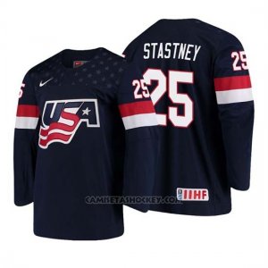 Camiseta USA Team Spencer Stastney 2018 Iihf World Championship Jugador Azul
