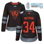Camiseta Hockey Mujer America del Norte 34 Auston Matthews Premier 2016 World Cup Negro