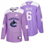 Camiseta Vancouver Canucks Brock Boeser Hockey Fights Cancer Violeta