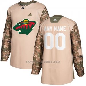 Camiseta Hockey Hombre Minnesota Wild Camo Autentico 2017 Veterans Day Stitched Personalizada