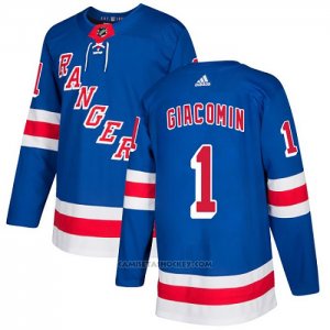 Camiseta Hockey New York Rangers 1 Eddie Giacomin Primera Autentico Azul
