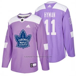 Camiseta Toronto Maple Leafs Zach Hyman Hockey Fights Cancer Violeta