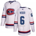 Camiseta Hockey Nino Montreal Canadiens 6 Shea Weber Blanco Autentico 2017 100 Classic Stitched