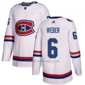 Camiseta Hockey Nino Montreal Canadiens 6 Shea Weber Blanco Autentico 2017 100 Classic Stitched