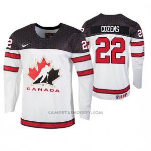 Camiseta Hockey Canada Dylan Cozens 2020 IIHF World Junior Championship Blanco