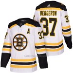 Camiseta Hockey Hombre Autentico Boston Bruins 37 Patrice Bergeron 2018 Away Blanco