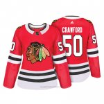Camiseta Hockey Mujer Chicago Blackhawks 50 Corey Crawford Rojo Autentico Jugador