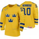 Camiseta Hockey Suecia Alexander Wennberg Home 2020 IIHF World Amarillo