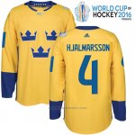 Camiseta Hockey Suecia Niklas Hjalmarsson 4 Premier 2016 World Cup Amarillo