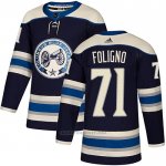 Camiseta Hockey Columbus Blue Jackets 71 Nick Foligno Alterno Autentico Azul
