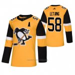 Camiseta Hockey Pittsburgh Penguins Kris Letang Alterno Autentico Oro