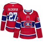 Camiseta Mujer Montreal Canadiens 27 Alex Galchenyuk Adizero Jugador Home Rojo