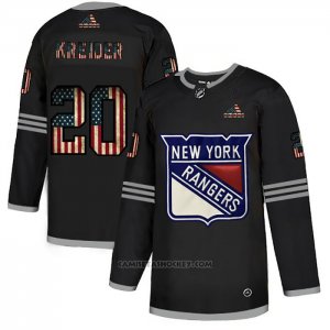 Camiseta Hockey New York Rangers Chris Kreider 2020 USA Flag Negro