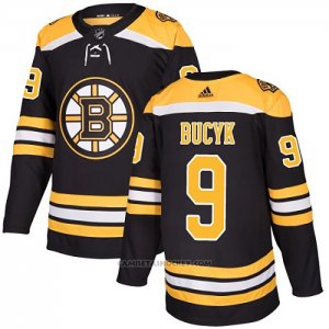 Camiseta Hockey Boston Bruins 9 Johnny Bucyk Primera Autentico Negro