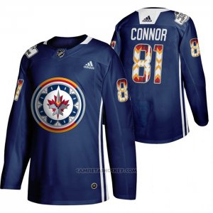 Camiseta Hockey Winnipeg Jets Kyle Connor 2020 Wasac Night Indigenous Heritage Azul