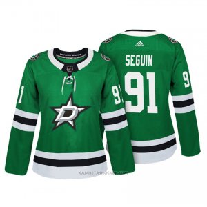 Camiseta Hockey Mujer Dallas Stars 91 Tyler Seguin Verde Autentico Jugador