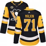 Camiseta Hockey Mujer Pittsburgh Penguins 71 Evgeni Malkin Negro 50 Anniversary Home Premier