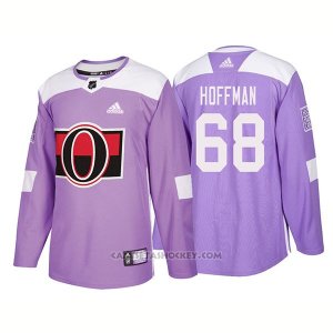 Camiseta Hockey Hombre Autentico Ottawa Senators 68 Mike Hoffman Hockey Fights Cancer 2018 Violeta