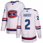 Camiseta Hockey Montreal Canadiens 2 Doug Harvey Autentico 2017 100 Classic Blanco