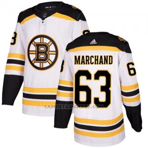 Camiseta Hockey Hombre Boston Bruins 63 Brad Marchand Blanco Autentico Stitched
