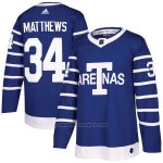 Camiseta Hockey Nino Toronto Maple Leafs 34 Auston Matthews Azul Autentico 2018 Arenas Throwback Stitched