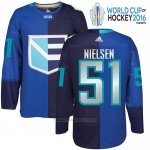 Camiseta Hockey Europa Frans Nielsen 51 Premier World Cup 2016 Azul