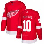 Camiseta Hockey Detroit Red Wings 10 Alex Delvecchio Primera Autentico Rojo