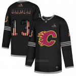 Camiseta Hockey Calgary Flames Johnny Gaudreau 2020 USA Flag Negro