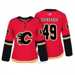 Camiseta Hockey Mujer Calgary Flames 49 Hunter Shinkaruk Rojo Autentico Jugador