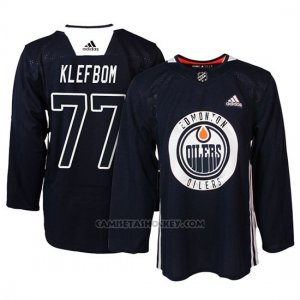 Camiseta Edmonton Oilers Oscar Klefbom Practice Azul