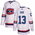 Camiseta Hockey Montreal Canadiens 13 Max Domi Autentico 2017 100 Classic Blanco