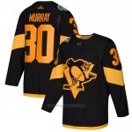 Camiseta Hockey Pittsburgh Penguins 30 Matt Murray Autentico 2019 Stadium Series Negro