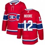 Camiseta Hockey Montreal Canadiens 12 Dickie Moore Primera Autentico Rojo