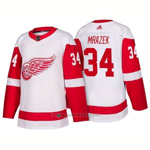 Camiseta Hockey Hombre Detroit Red Wings 34 Petr Mrazek New Outfitted 2018 Blanco