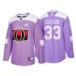 Camiseta Hockey Hombre Autentico Ottawa Senators 33 Fredrik Claesson Hockey Fights Cancer 2018 Violeta