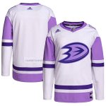 Camiseta Hockey Anaheim Ducks Fights Cancer Autentico Blank Practice Blanco Violeta