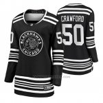 Camiseta Hockey Mujer Chicago Blackhawks Corey Crawford Premier Alternato Negro