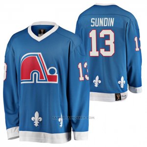 Camiseta Hockey Quebec Nordiques Mats Sundin Heritage Vintage Replica Azul