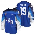 Camiseta USA Team Hockey 2018 Olympic Jim Slater Blue 2018 Olympic