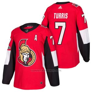 Camiseta Hockey Hombre Autentico Ottawa Senators 7 Kyle Turris Home 2018 Rojo
