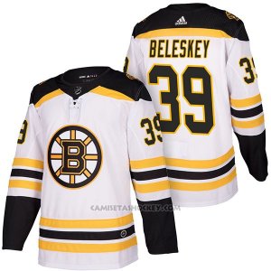 Camiseta Hockey Hombre Autentico Boston Bruins 39 Matt Beleskey 2018 Away Blanco