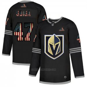 Camiseta Hockey Vegas Golden Knights Luca Sbisa 2020 USA Flag Negro