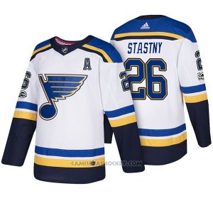 Camiseta Hockey Hombre St. Louis Blues 26 Paul Stastny 2018 Blanco