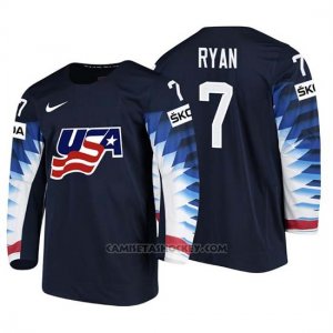 Camiseta USA Team Derek Ryan 2018 Iihf Men World Championship Jugador Negro