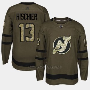 Camiseta New Jersey Devils Nico Hischier Camo Salute To Servicejpg