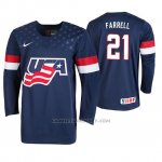 Camiseta Hockey USA Sean Farrell 2019 IIHF World U18 Championship Azul