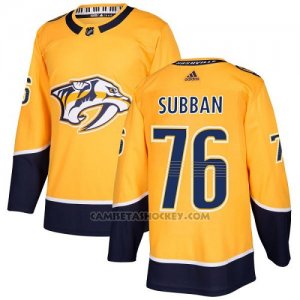 Camiseta Hockey Nino Nashville Predators 76 P.k Subban Amarillo Home Autentico Stitched