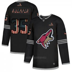 Camiseta Hockey Arizona Coyotes Darcy Kuemper 2020 USA Flag Negro